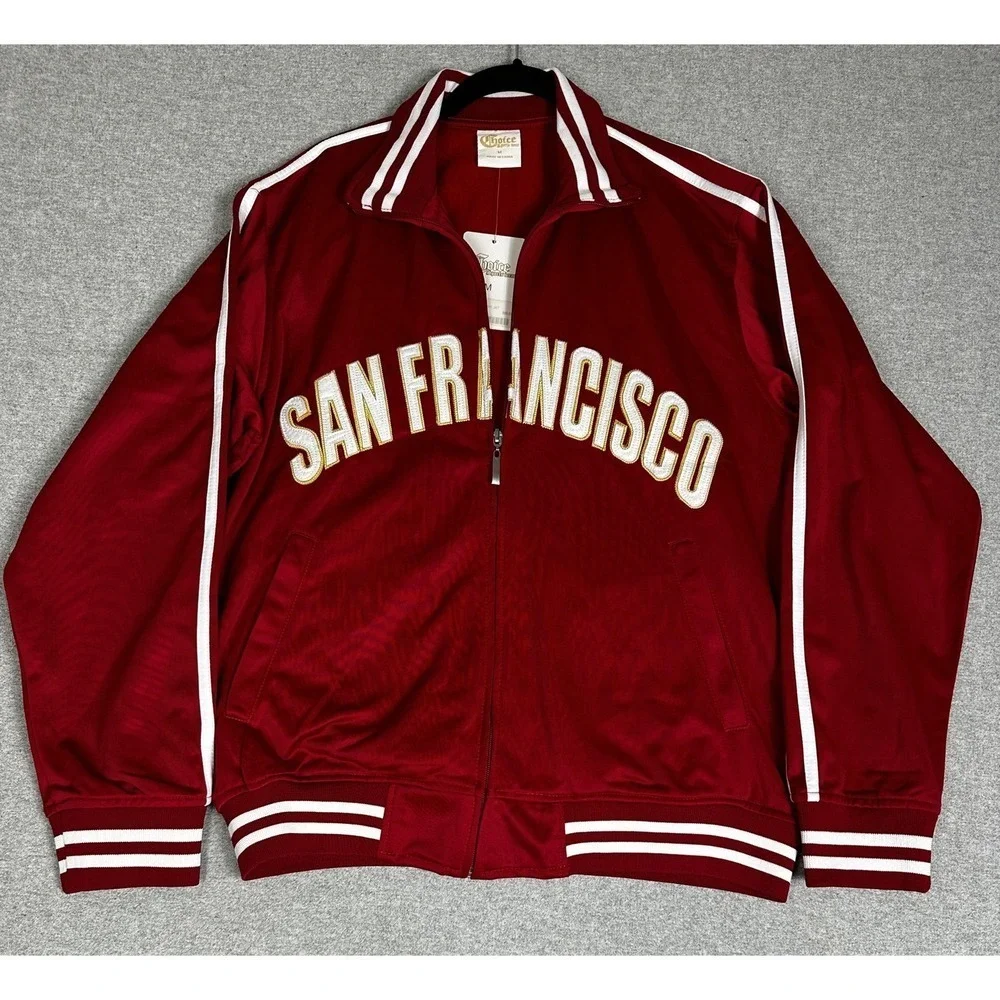 VTG San Francisco Track Jacket Mens M Red Full Zip Embroidered Choice Sportswear